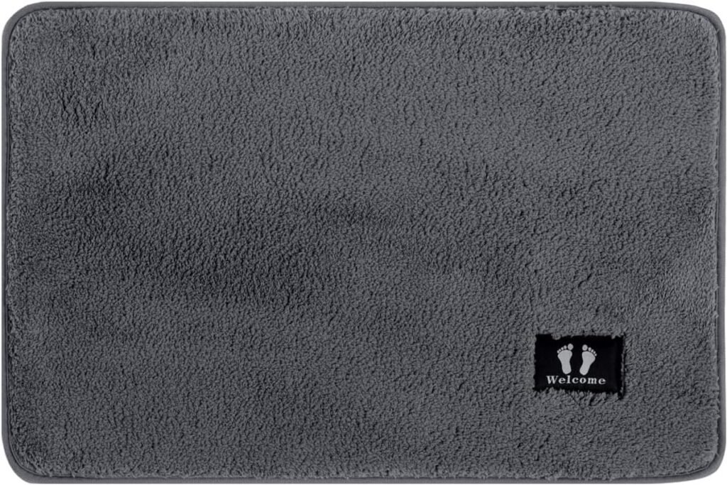 Grijze antislip badmat 40x60 cm met zachte waterabsorberende structuur voor badkamer en douche