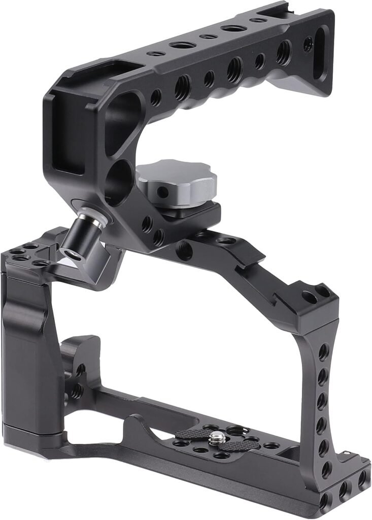 Aluminium camera cage met top handle voor Canon EOS M50 II, M50 en M5 mirrorless camera voor vloggen en video-opnames