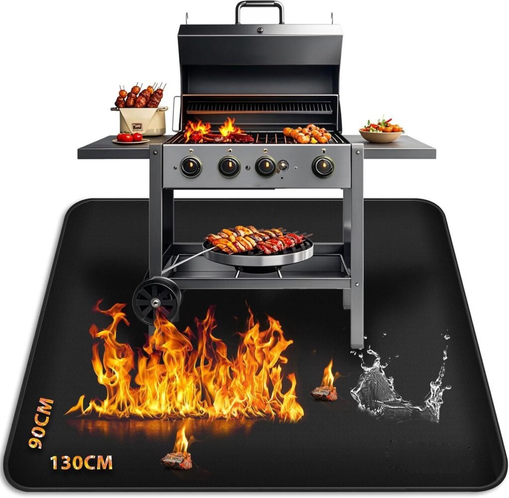 Vuurvaste grillmat van siliconen en glasvezel voor barbecue, open haard en camping, waterdichte hittebeschermingsmat 130x90 cm