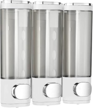 Wandmontage zeepdispenser set 3 kamers 300ml per kamer voor shampoo conditioner en zeep witte dispenserhouder voor badkamer keuken en hotel set van 3