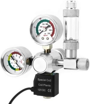 Aquarium CO2 drukregelaar met dubbel meter display en bubble counter voor CO2-systeem met W21.8 aansluiting