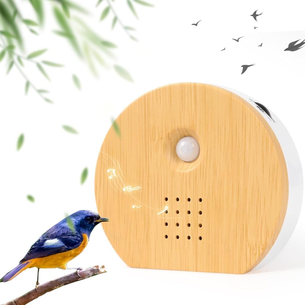Vogelgeluiden box met bewegingssensor voor wandmontage met natuurlijk vogelgezang en rustgevende natuurgeluiden