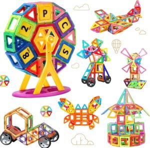 Magnetisch Constructiespeelgoed 82 Delig – Magnetische Bouwblokken voor Kinderen – Educatief Montessori Bouwspeelgoed – Creatieve Speelset met Auto Magneten