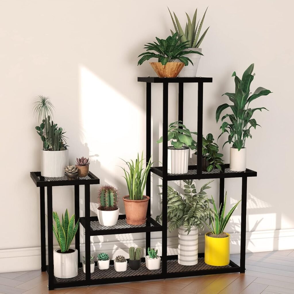 Plantenrek met meerdere niveaus voor binnen en buiten met bloemenhouder voor woonkamer, balkon en tuin (M)