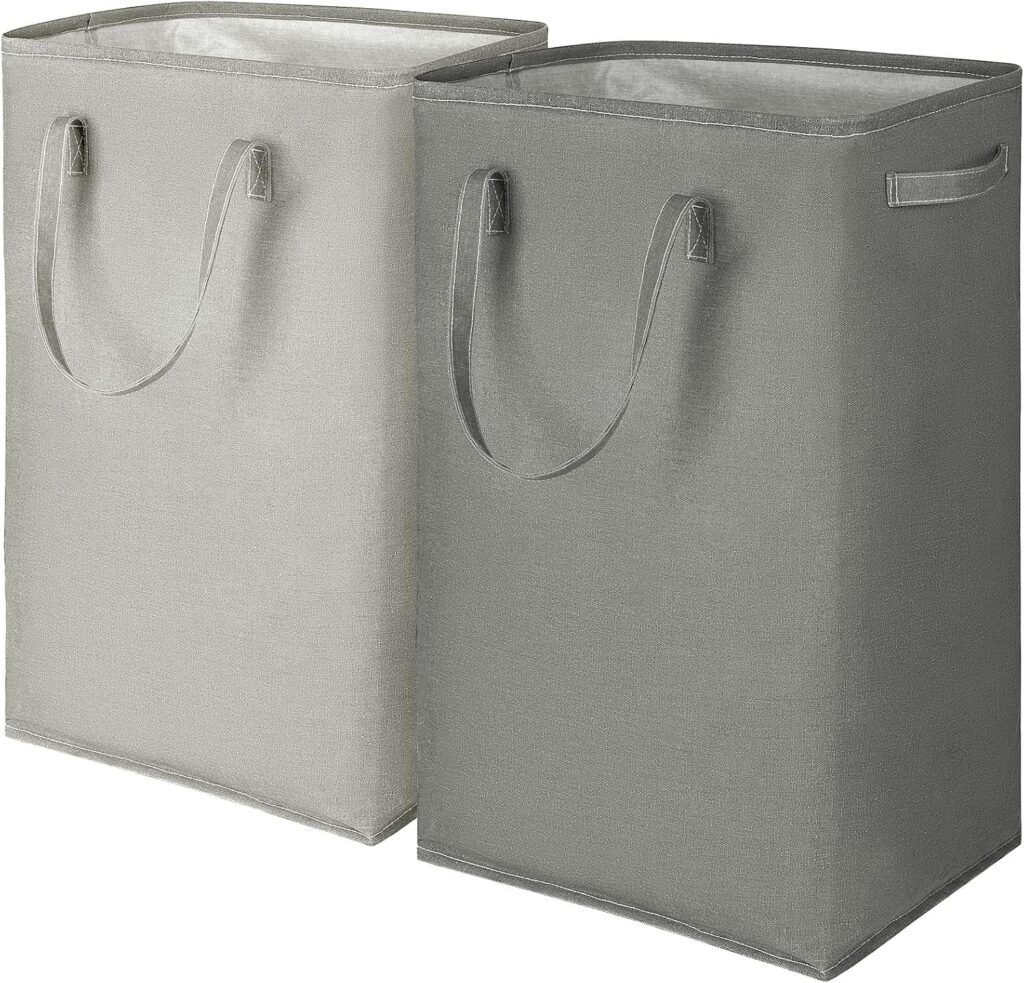 2-pack 80L opvouwbare wasmand met lange handgrepen voor badkamer en slaapkamer opslag van kleding en wasgoed