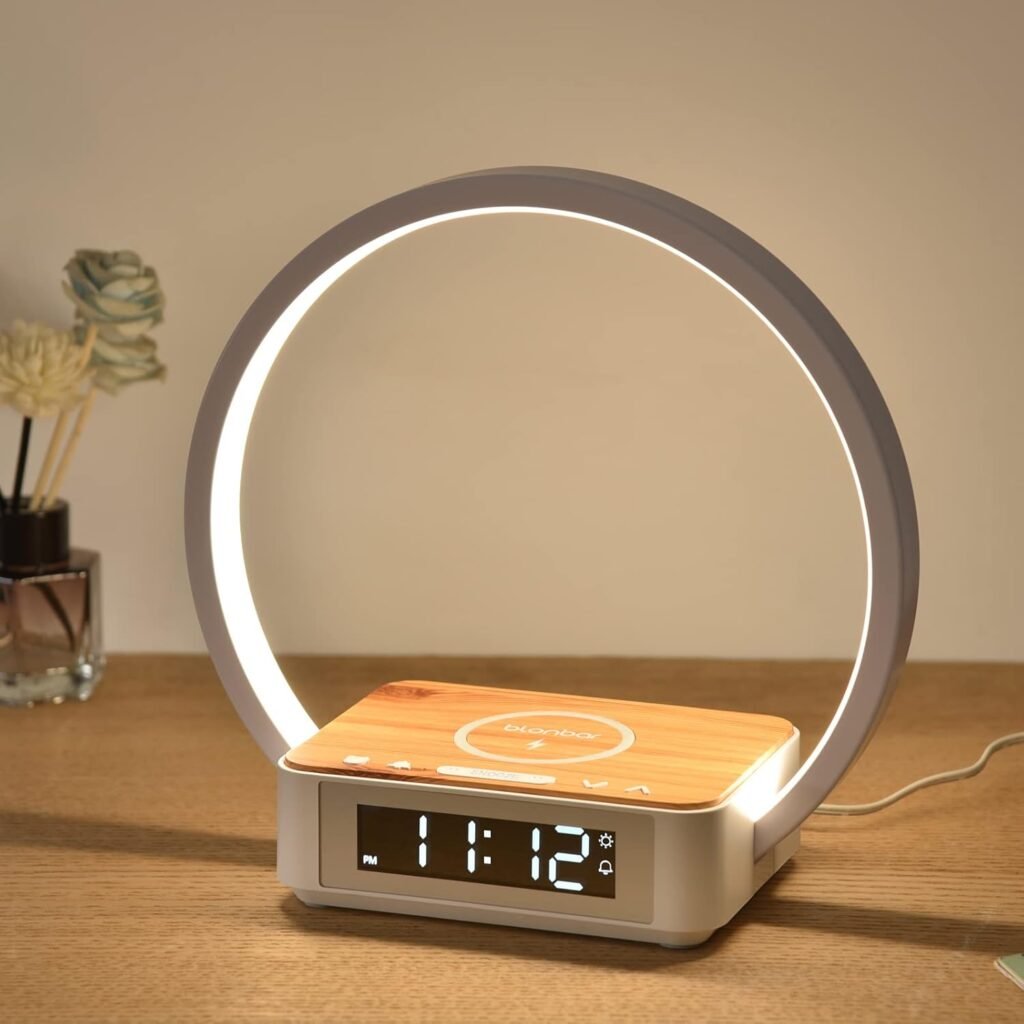 LED nachtlamp met touch control, dimfunctie en draadloze oplader voor slaapkamer en woonkamer met 3 helderheidsniveaus