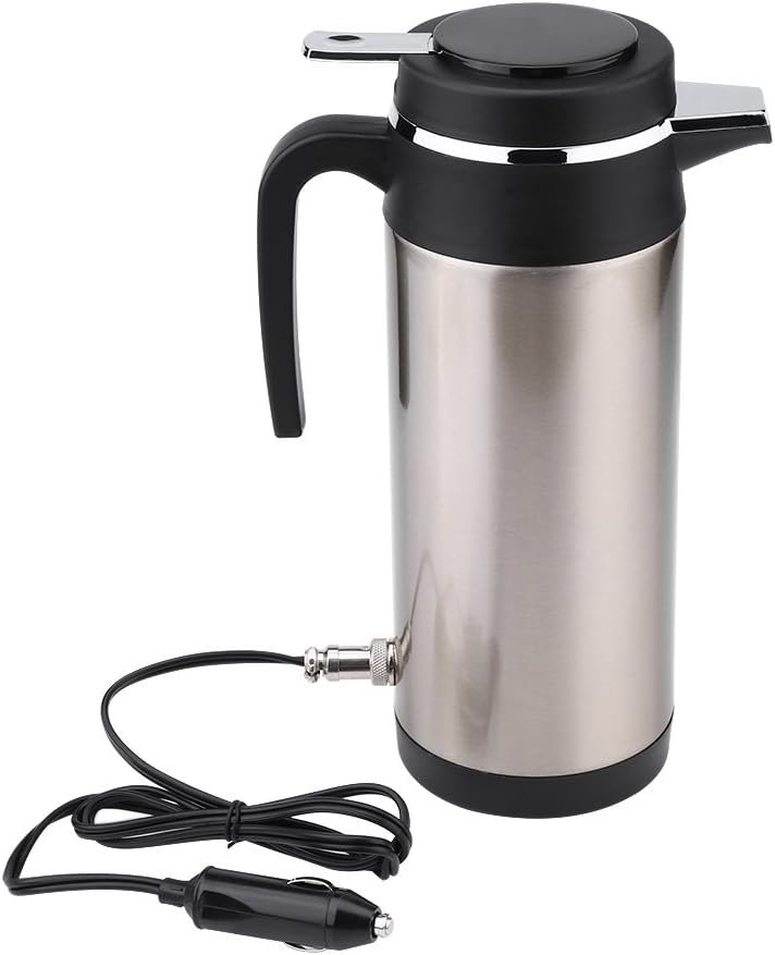 12V auto waterkoker van RVS voor onderweg met 1200 ml inhoud en elektrische waterverwarmer