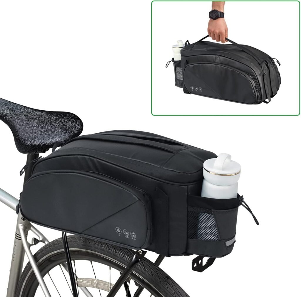 Waterdichte fietstas voor bagagedrager met schouderriem en meerdere vakken voor fietsbagage en outdoor gebruik
