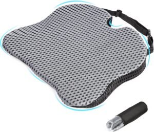 Autostoel kussen memory foam – Ergonomisch zitkussen voor auto en bureaustoel – Wigkussen met rugsteun voor extra zitcomfort – Geschikt voor stoel en rolstoel