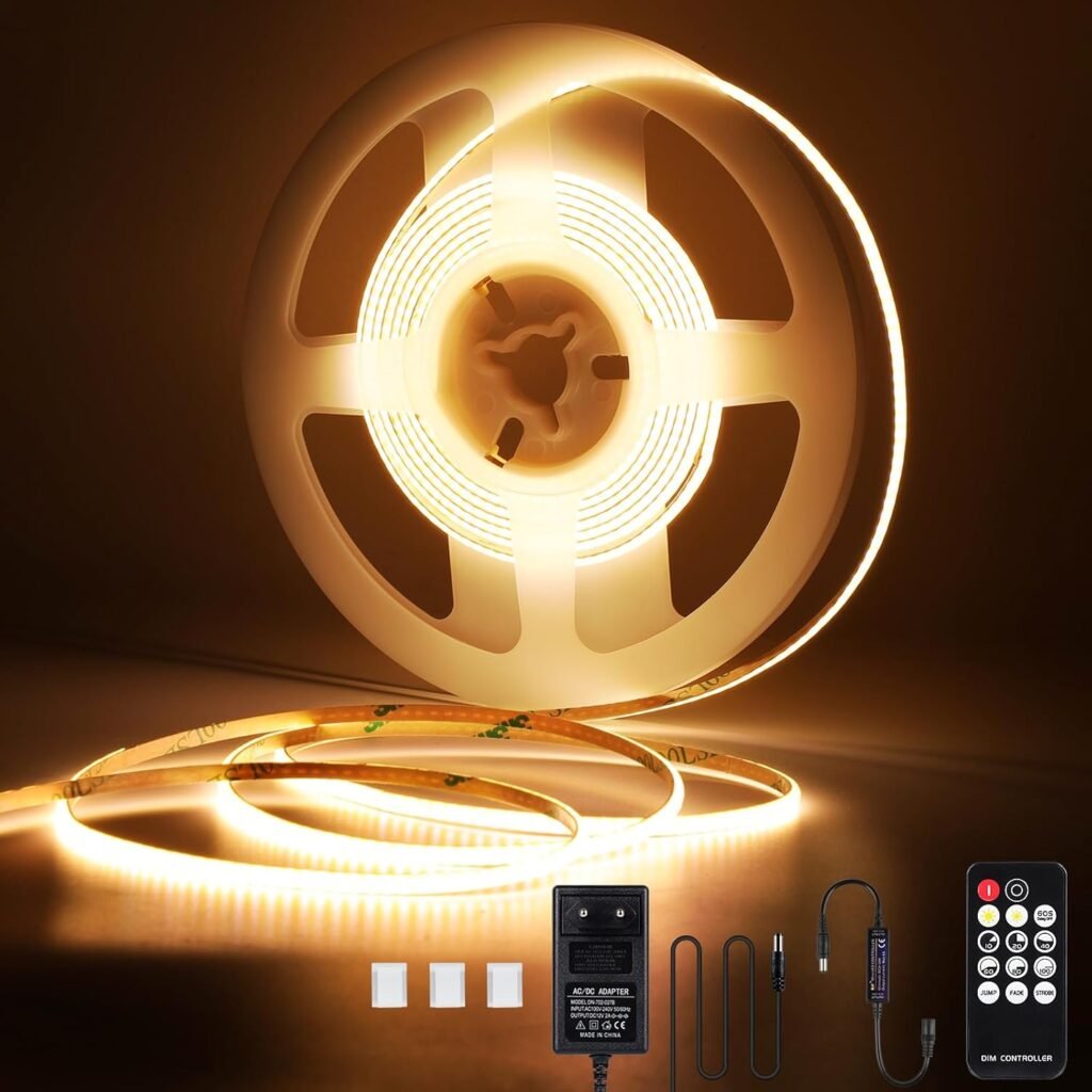 LED strip warm wit 3 meter met COB LED en afstandsbediening voor dimbare decoratieverlichting