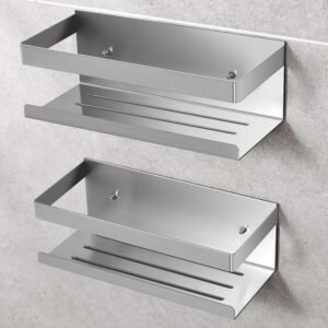 Douche Rek Zonder Boren – RVS Badkamer Organizer – Zelfklevend Wandmontage Opslagrek – SUS304 Roestvrij Staal 2 Stuks