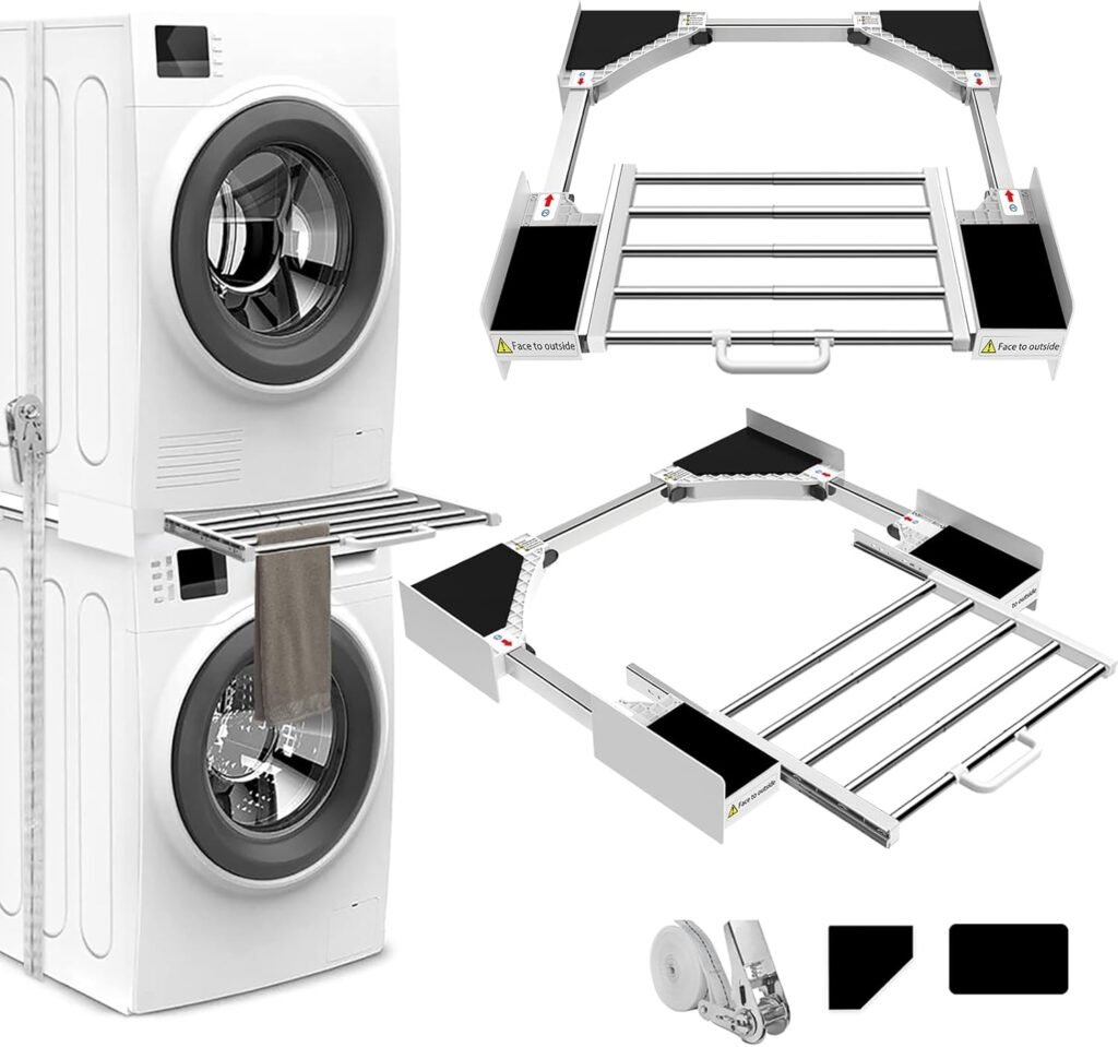 Verstelbare wasmachine droger verbindingskit met lade 53-68 cm