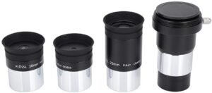Telescoop oculairset – Plössl oculairen met 2x Barlow lens – Astronomie en astrofotografie – 1,25 inch met 4mm 10mm en 25mm