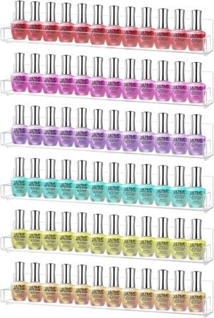 Acryl nagellak organizer 6-pack met muurbevestigde planken voor 90 flessen en transparant display systeem
