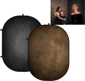 Fotografie Achtergrond Vouwbaar 1,5x2m – Dubbelzijdige Foto Achtergrond voor Fotostudio – Pop-Up Achtergrond in Bruin en Zwart – Opvouwbaar Design