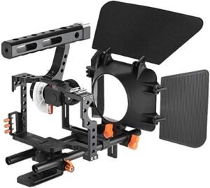Camera Rig Set Aluminium – Camera Cage met Matte Box en Follow Focus – Video Cage Installatiekit voor Filmopnames – Geschikt voor Panasonic GH4