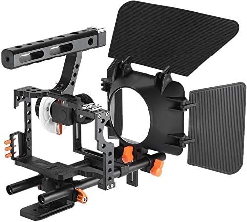 Camera rig set met aluminium camera cage, matte box, follow focus en 15mm stangen voor professionele filmopnames met Panasonic GH4