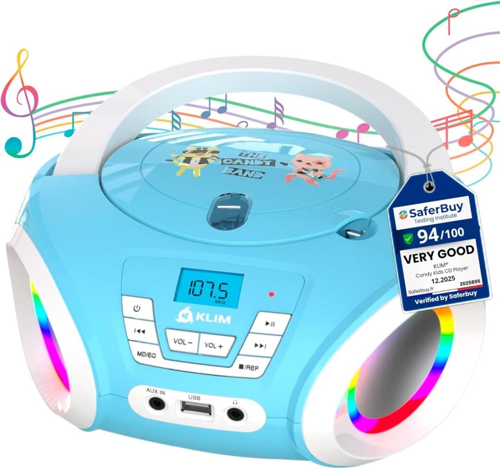 Boombox CD Speler voor Kinderen met FM Radio en Batterij - Blauwe Kinder Radio CD Speler