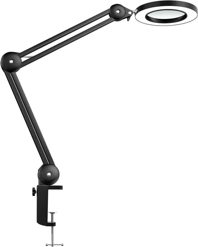 LED vergrootglas lamp met 5 diopter glazen lens en dimbare verlichting voor werkplek