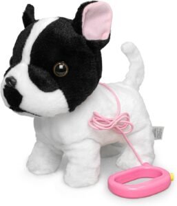 Interactieve Pluche Puppy Hond – Wandelende Franse Bulldog Knuffel met Leiband – Elektronisch Speelgoedhuisdier voor Kinderen – Speelgoed Puppy met Leash
