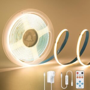 COB LED Strip Warm Wit 3 Meter – Dimbare Flexibele LED Verlichting – Met RF Afstandsbediening en Voedingsadapter – 2700K 480 LEDs/m