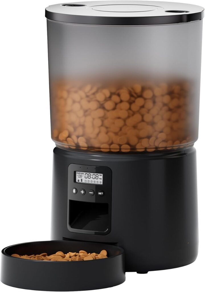 Automatische voederautomaat 5 liter zwart met programmeerbare timer voor huisdierenvoer