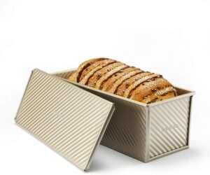 Broodbakvorm met Deksel – Antiaanbak Bakblik voor Brood en Cake – Aluminium Staal – 34 x 13,5 x 12 cm voor 1000g Deeg
