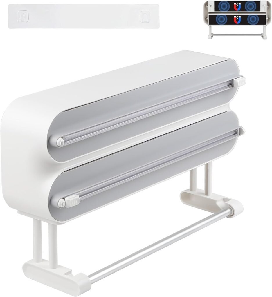 Wandrolhouder keuken met folie snijder en houder voor keukenpapier en aluminiumfolie 3 rollen