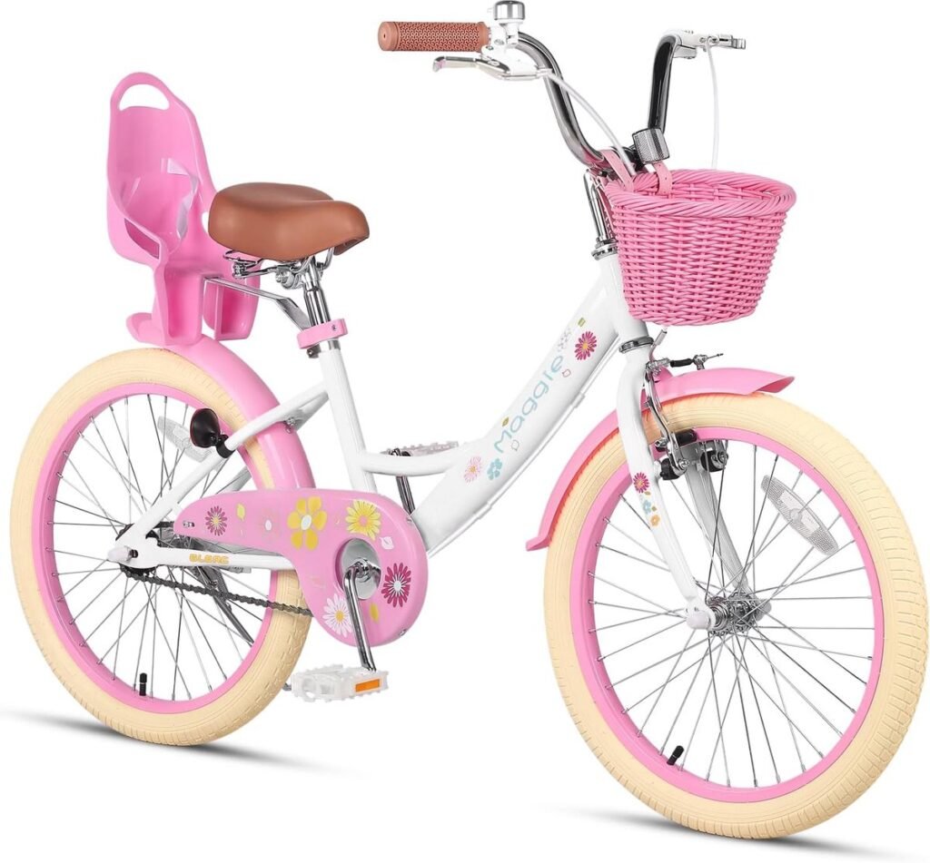 Kinderfiets meisjes met zijwieltjes en mandje, verstelbare kinderfiets voor beginners 12 tot 20 inch