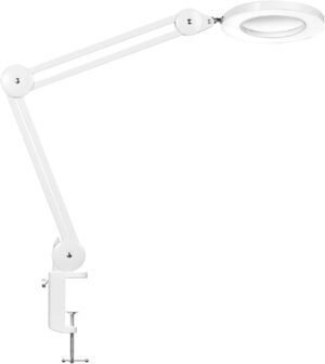 LED vergrootglaslamp met 5 dioptrie lens en dimbare verlichting voor knutselen en reparaties