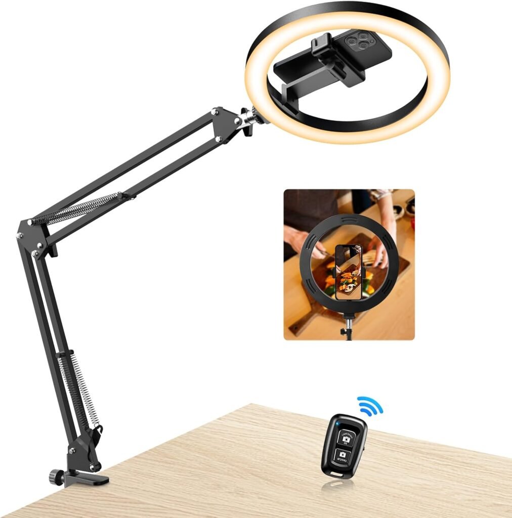 Selfie ringlamp 10 inch LED met statief, telefoonhouder en afstandsbediening voor video-opnames en live streaming
