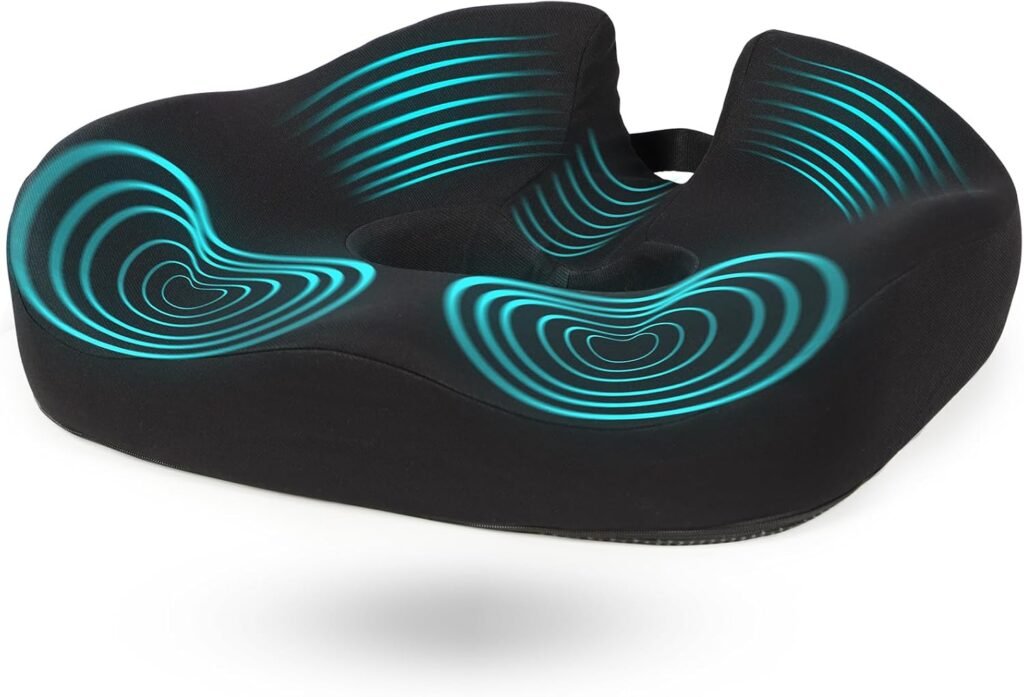 Ergonomisch memory foam zitkussen met coccyx uitsparing voor kantoorstoel, auto en rolstoel, voor drukverlichting en comfortabel langdurig zitten