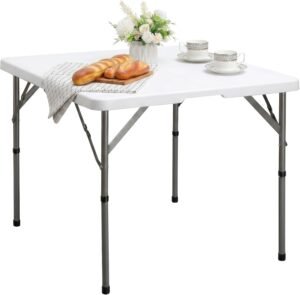 Opvouwbare Campingtafel 87 cm – Vierkante Picknicktafel met Handvat – Draagbare Tafel voor Tuin, BBQ en Buiten Gebruik – Inklapbaar Design