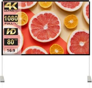 Projectiescherm 80 Inch 16:9 – Draagbaar Filmscherm Met Standaard – HD 4K Projectiescherm Met Draagtas Voor Thuisbioscoop En Buiten Gebruik