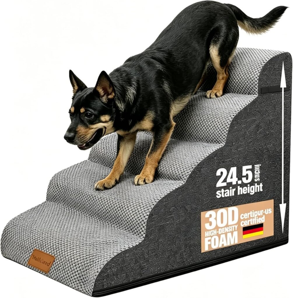 Hondentrap met 5 treden voor kleine honden met schuim, wasbare hoes en antislip onderkant