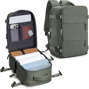 Reisrugzak Handbagage – Waterdichte Wandelrugzak voor Dames en Heren – Laptop Rugzak met USB Oplaadpoort en Schoenenvak – Geschikt voor 14 inch Laptop