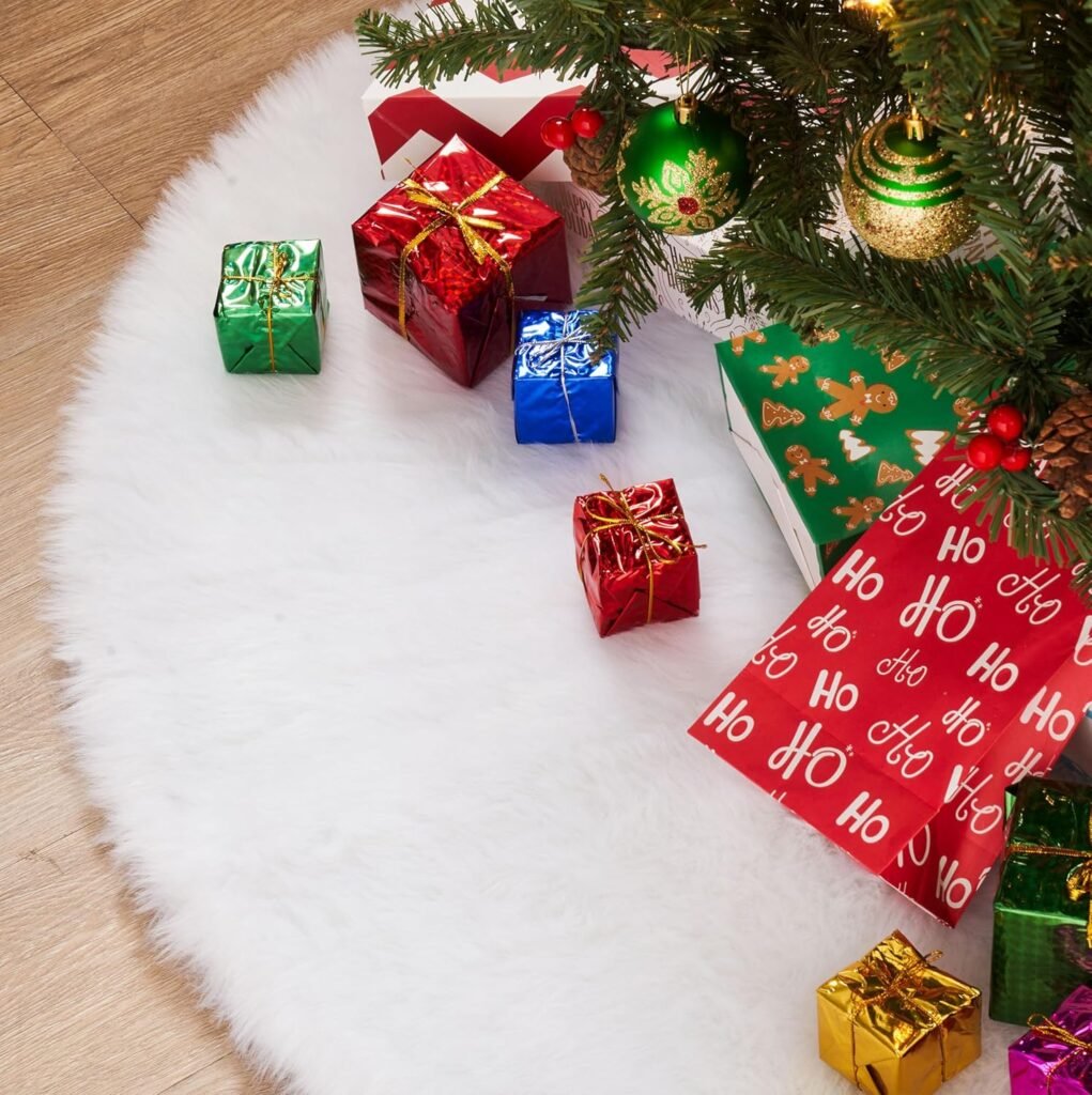 Witte faux bont kerstboomrok 36 inch voor zachte kerstdecoratie onder de kerstboom