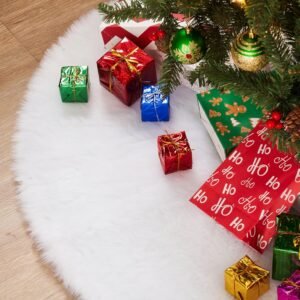 Kerstboomrok Wit Faux Bont – Zachte Kerstboom Versiering – Fluffy Kerstdecoratie voor Onder de Kerstboom – 36 Inch