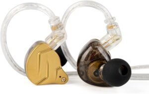 In-Ear Oortjes met Hybrid Technologie – Oordopjes met Geluidsisolatie en Microfoon – 1DD + 1BA Drivers – Gouden Uitvoering voor Mobiele Apparaten