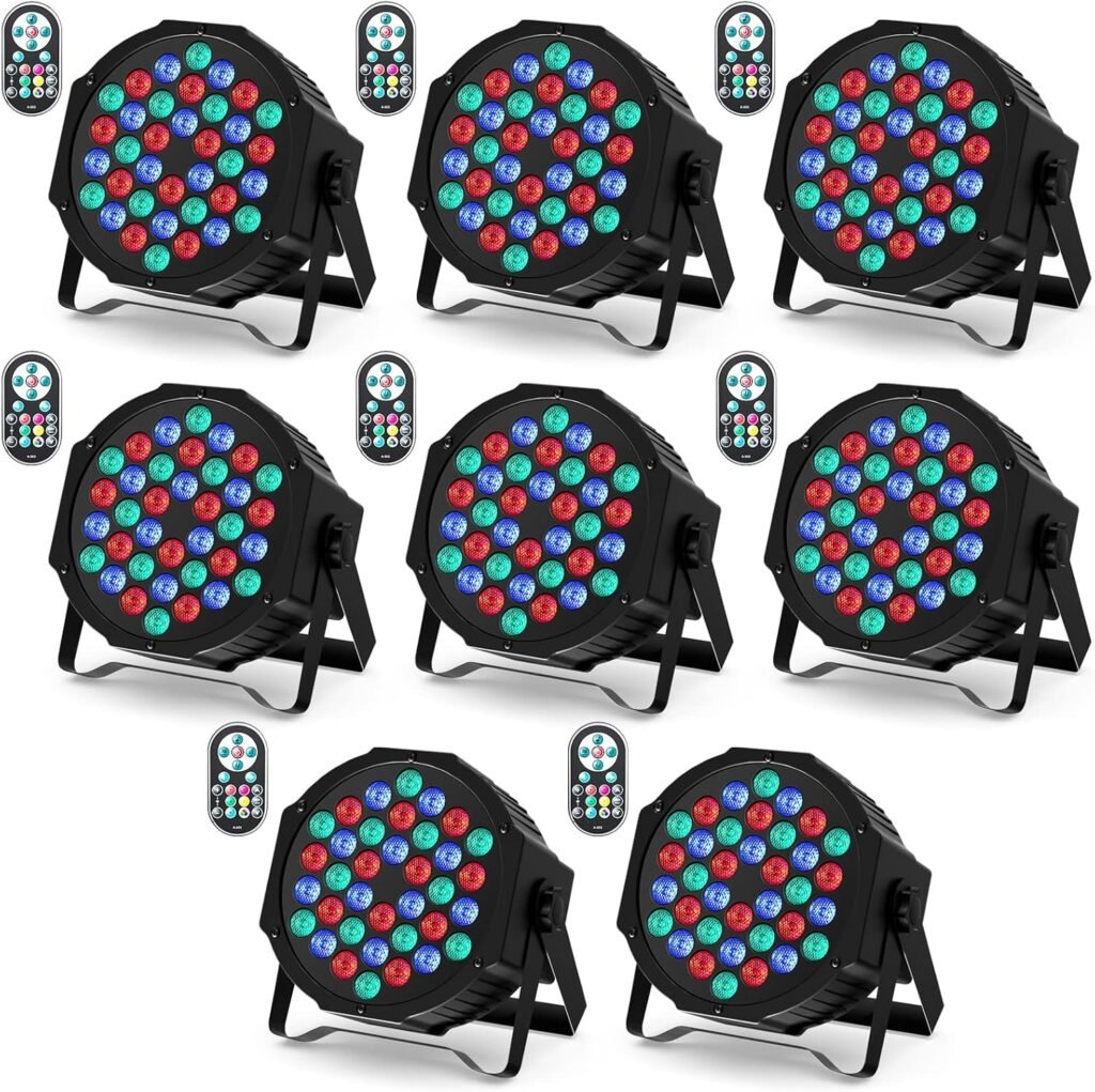 LED PAR spotlight met 36 RGB LED's voor stageverlichting, DJ, feest en DMX512 bediening in zwart
