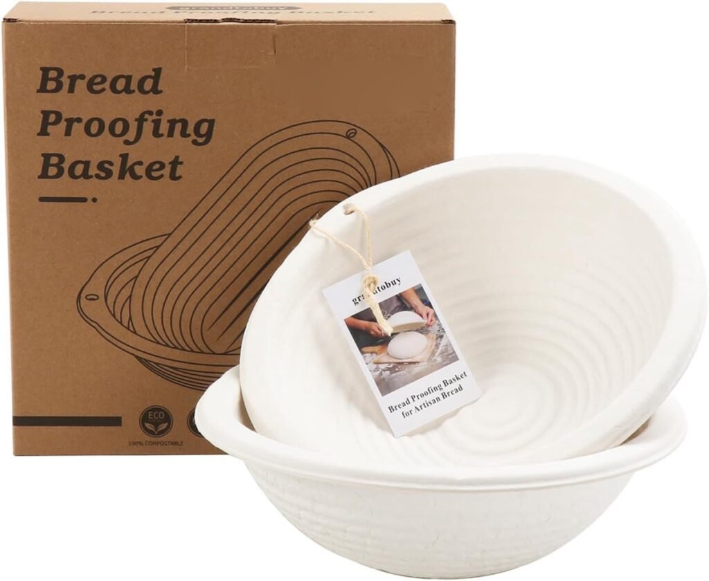 Zuurdesem rijsmandjes set van 2 met linnen voeringen 10 inch rond voor brood bakken