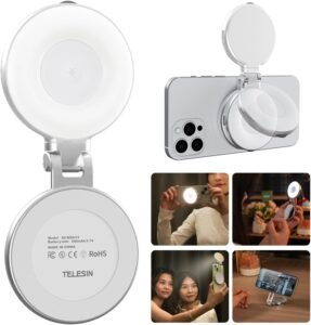 Magnetische Selfie Lamp met LED Ring – Ringlamp met Statief voor iPhone en Android – MagSafe Compatibel, 3 Verlichtingsmodi voor Selfies en Video