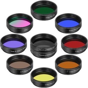 Telescoop oculair filter set 1.25 inch met maanfilter, UHC filter en planetaire kleurfilters voor sterrenkijken