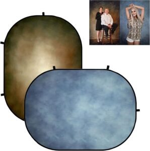 Vouwbare Fotografie Achtergrond 1,5 x 2 m – Dubbelzijdig Pop-up Achtergronddoek voor Fotostudio en Locatie – Bruin/Blauw Microfiber Kreukvrij