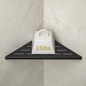 Hoekplank Douchecabine Mat Zwart – RVS Doucheplank Voor Badkamer – Wandmontage Zonder Boren – 304 RVS Hoekrek 254 mm
