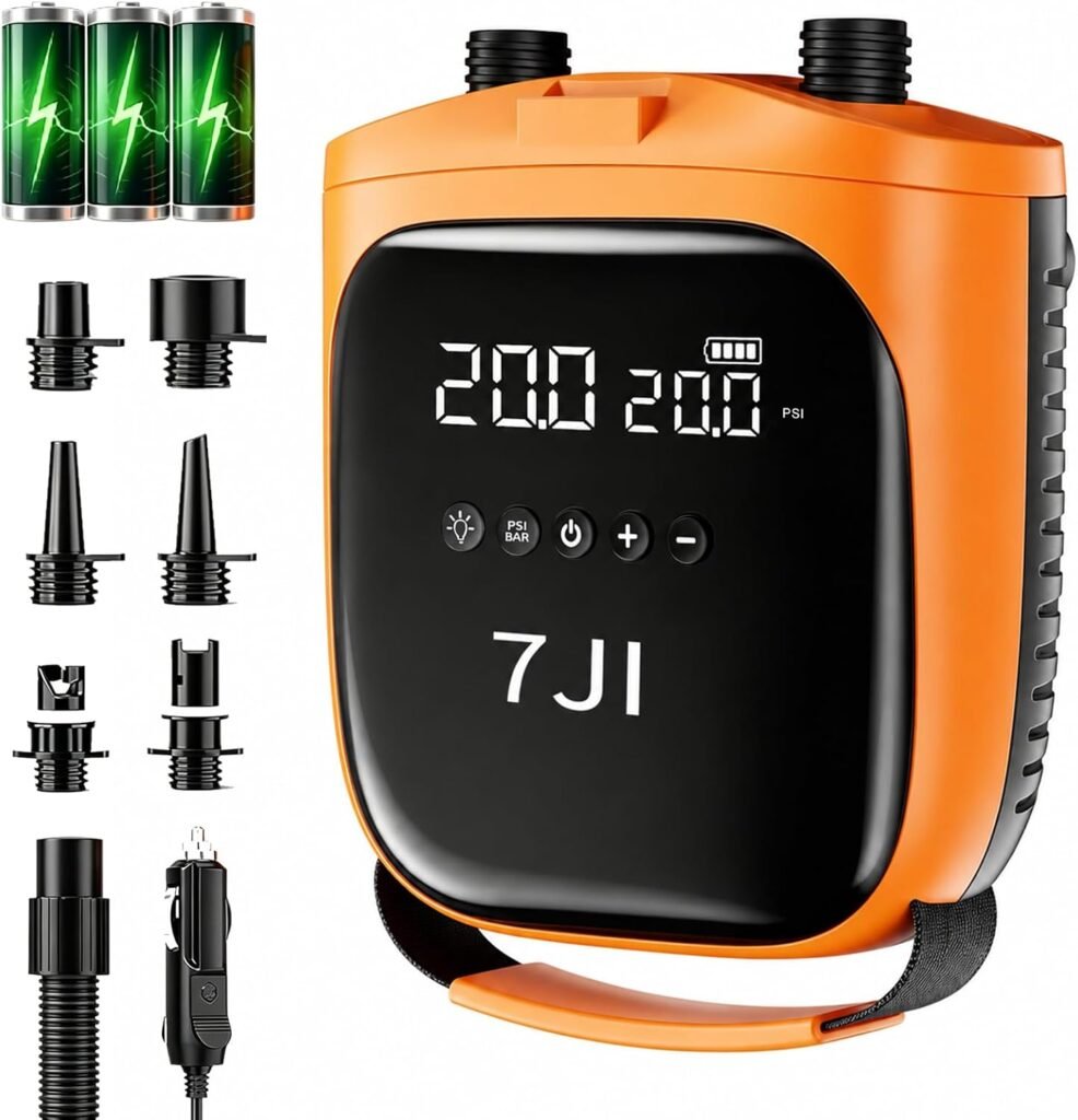 Opblaaspomp 2-in-1 draagbaar en oplaadbaar SUP paddleboard elektrische luchtpomp 20 PSI met 12V auto aansluiting en automatische uitschakeling