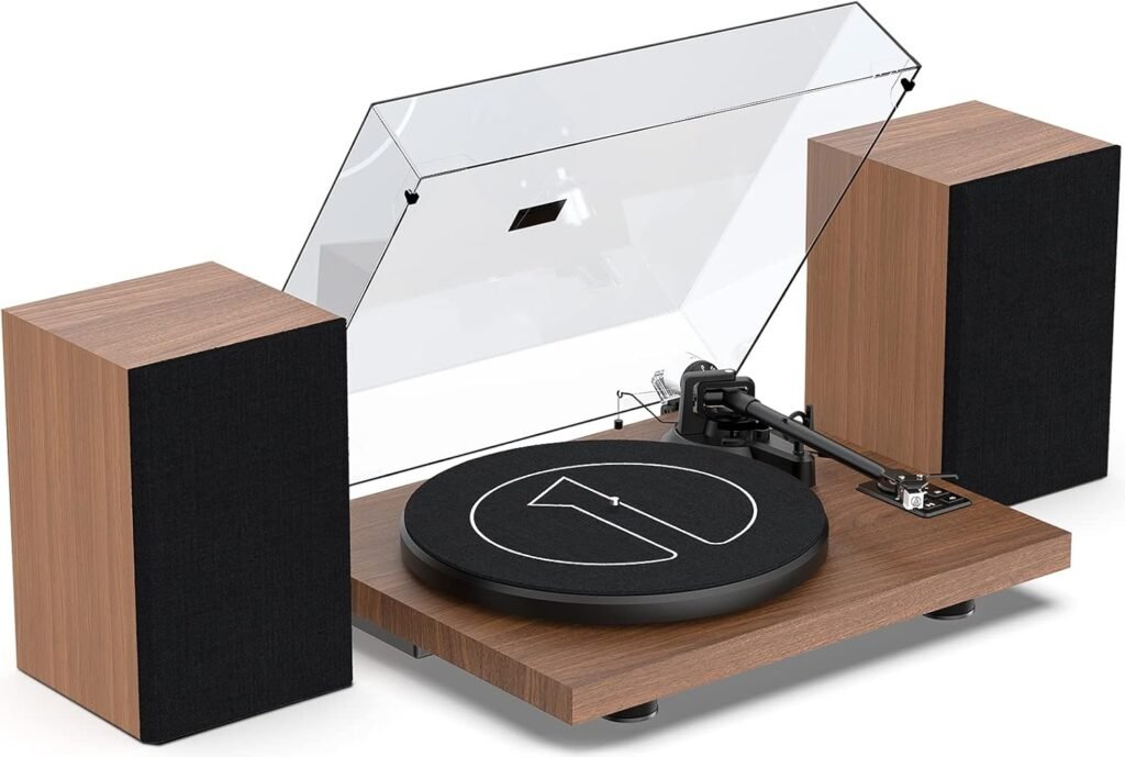 HiFi platenspeler met Bluetooth en speakers, belt drive met USB en RCA aansluiting