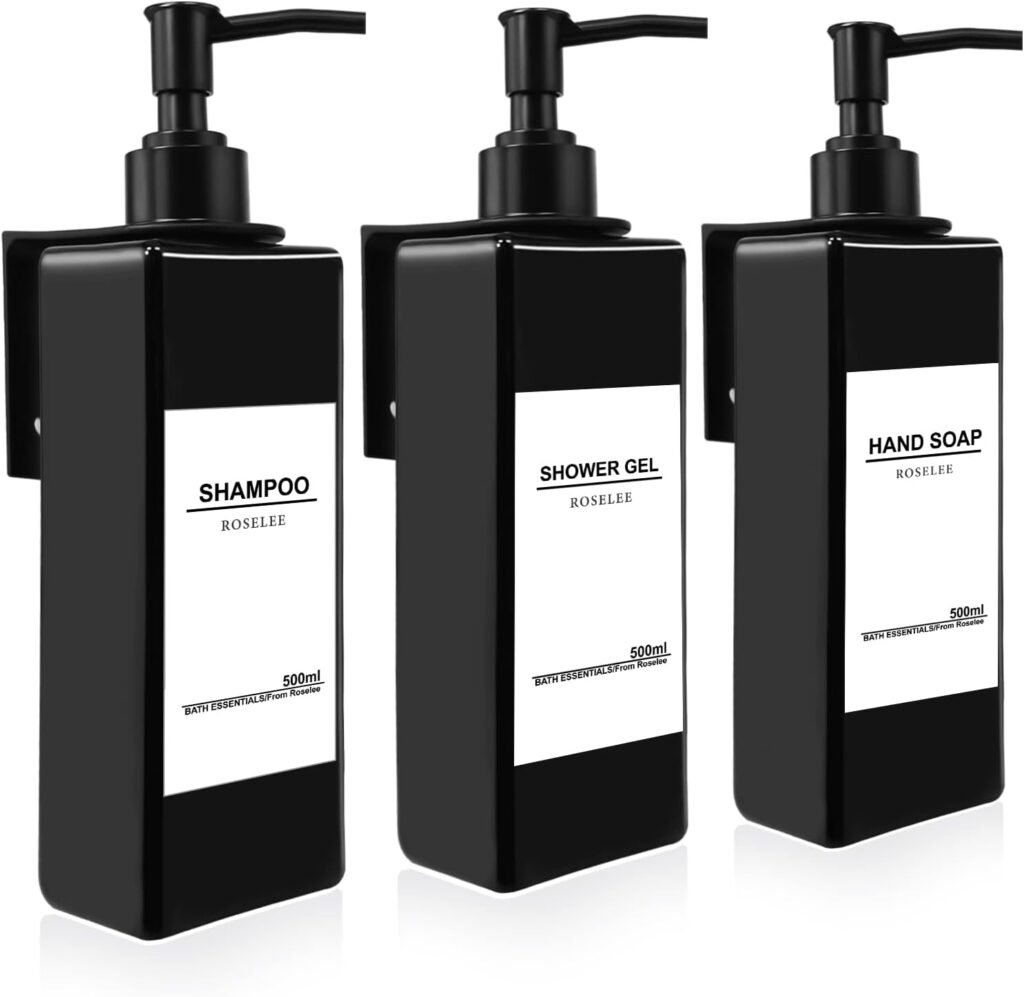 Wandgemonteerde zeepdispenser set 3 stuks 500ml zwart voor keuken en badkamer zonder boren