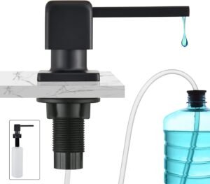 Inbouw Zeepdispenser Gootsteen 500ml – Navulbare Zeeppomp voor Keuken – Vaatwasmiddel Dispenser met Verlengslang – Mat Zwart Ontwerp
