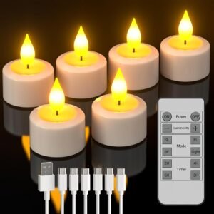 Oplaadbare LED theelichtjes set 6 stuks – Elektrische kaarsen met afstandsbediening en timer – Sfeerverlichting voor woonkamer en slaapkamer – USB oplaadbaar